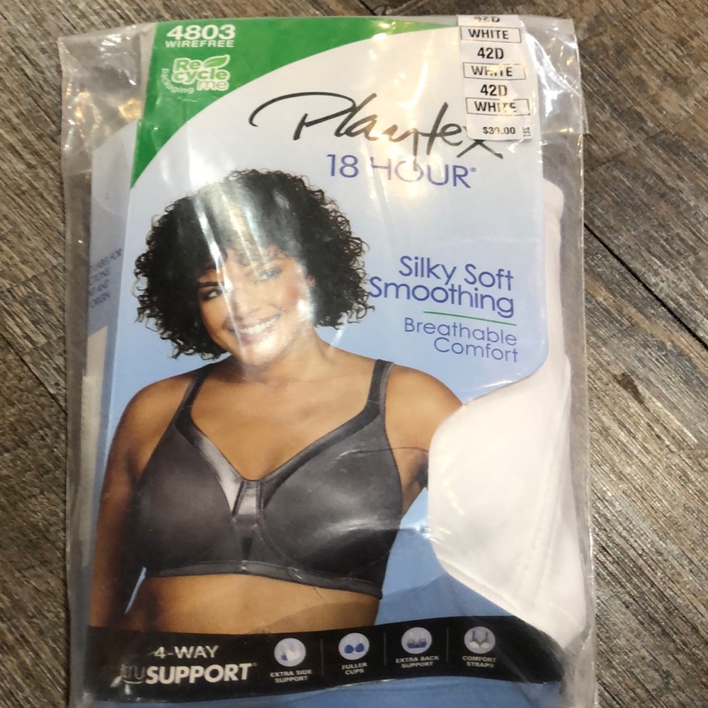 PLAYTEX 8 hour 4803 Wireless Bra Plus Sz 42D Tagless Wirefree Silky Soft…